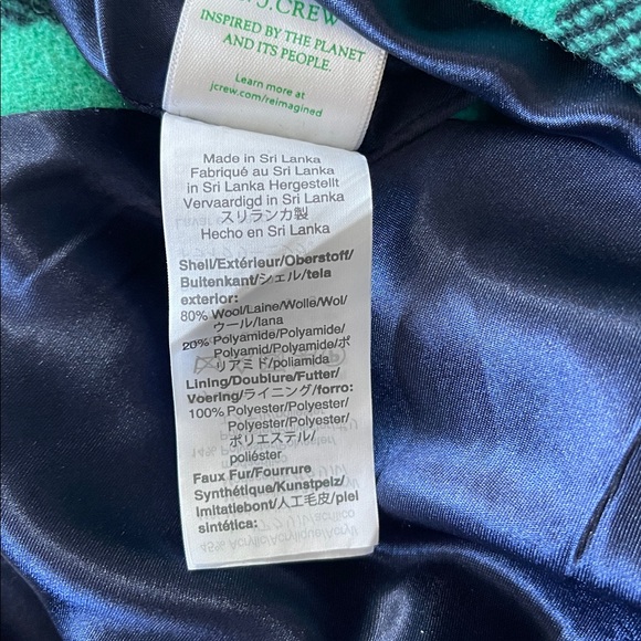 NWT J.Crew Chateau Parka Italian Stadium Cloth Size 6 Wool Green Check - Picture 6 of 6